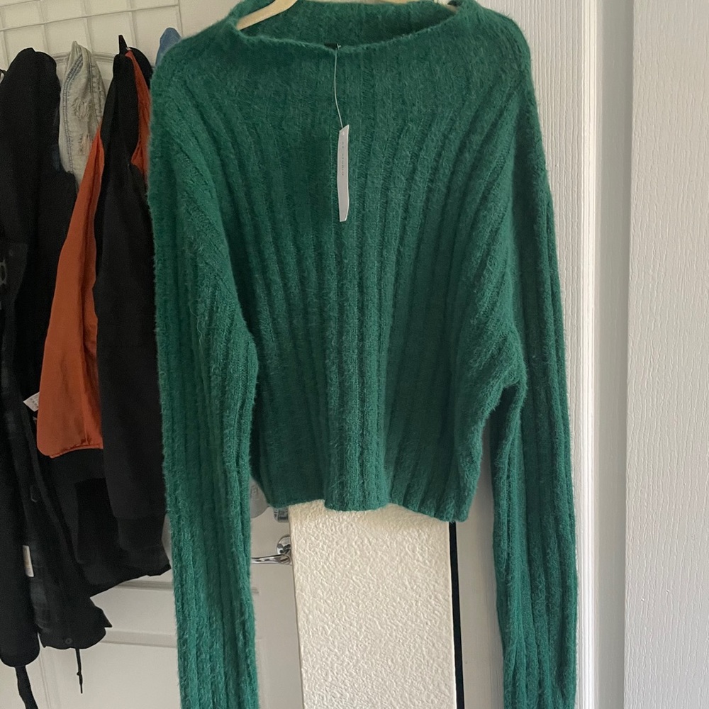 Cropped Mock Neck Eyelash sweater brand new